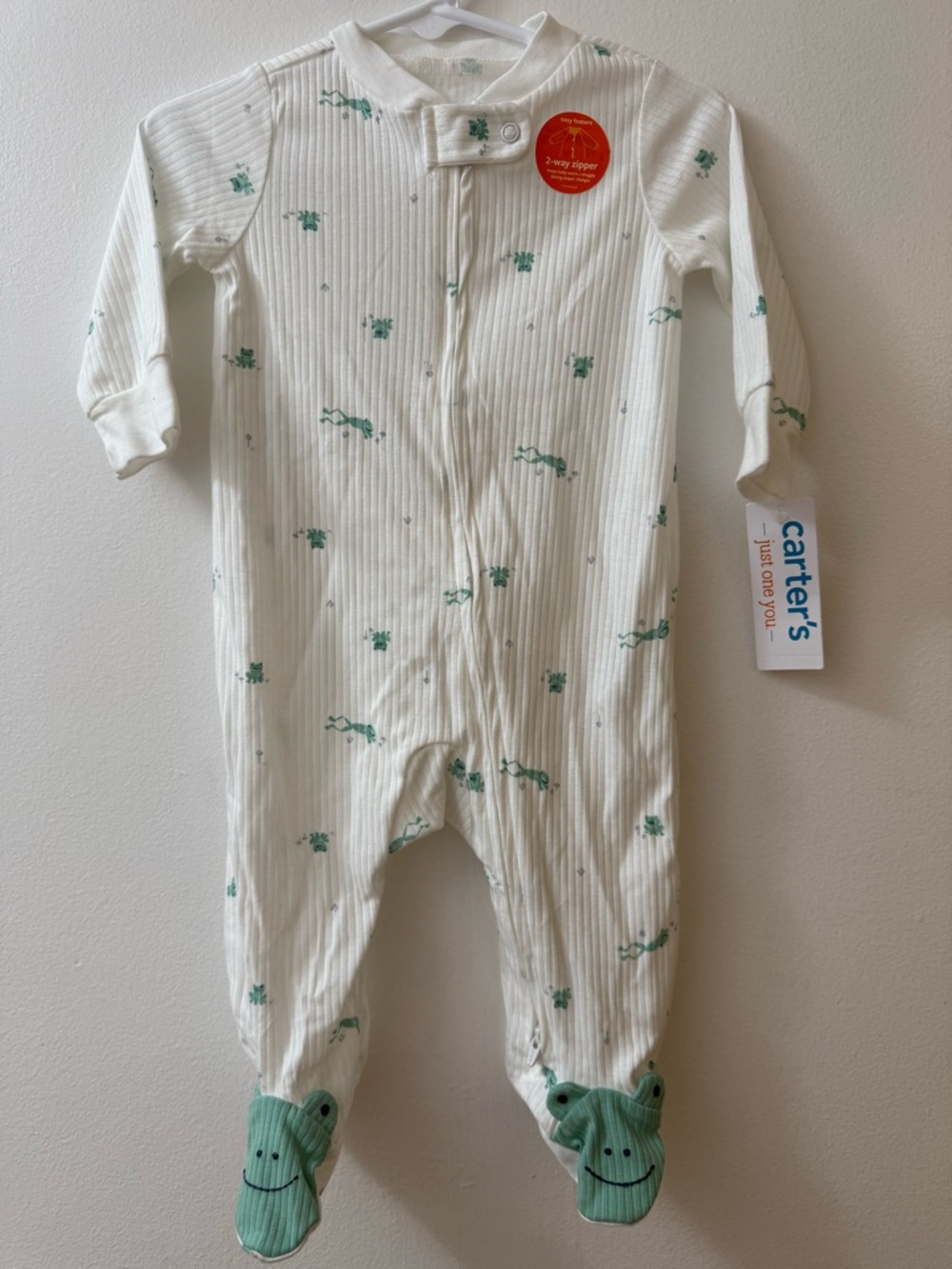 Carter's Cream One-Piece Footed Sleeper with Frog